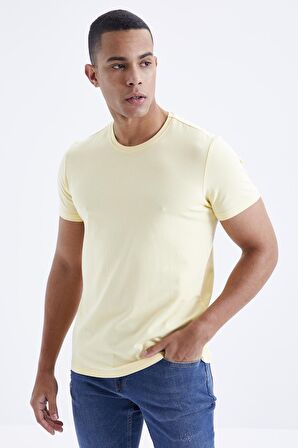 Sarı Basic Kısa Kol Standart Kalıp O Yaka Erkek T-Shirt - 87911 | M