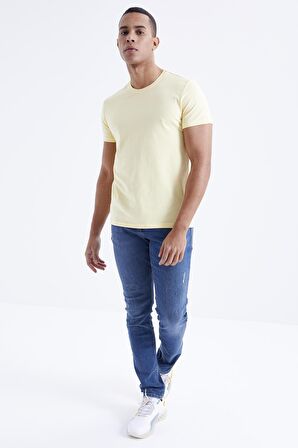 Sarı Basic Kısa Kol Standart Kalıp O Yaka Erkek T-Shirt - 87911 | M