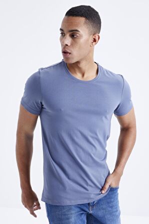 Petrol Basic Kısa Kol Standart Kalıp O Yaka Erkek T-Shirt - 87911 | M