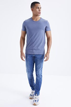 Petrol Basic Kısa Kol Standart Kalıp O Yaka Erkek T-Shirt - 87911 | XXL