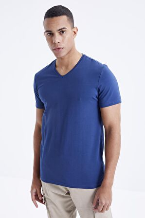 İndigo Basic Kısa Kol Standart Kalıp V Yaka Erkek T-Shirt - 87912 | M