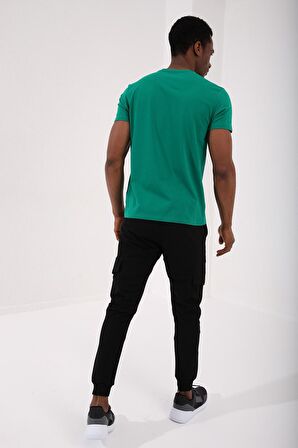 Koyu Yeşil Basic Kısa Kol Standart Kalıp V Yaka Erkek T-Shirt - 87912 | L