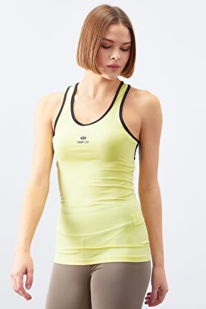 Limon Kolsuz Arka Yazı Detaylı Standart Kalıp Kadın Spor Atlet - 97096 | XL