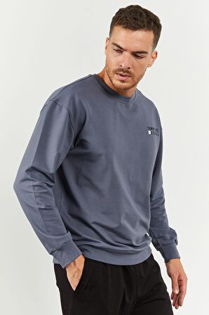 Petrol - Siyah Casual O Yaka Lastik Paça Erkek Oversize Eşofman Takımı - 85120 | XXL