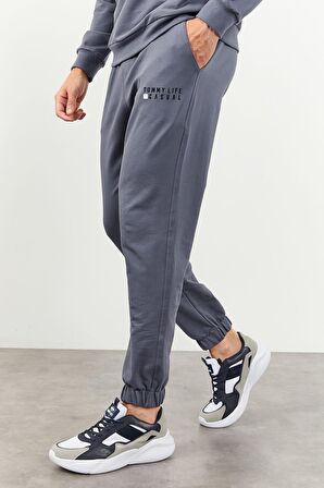 Petrol Casual O Yaka Lastik Paça Erkek Oversize Eşofman Takımı - 85120 | M