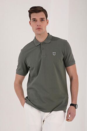 Çağla Basic Göğüs Logolu Standart Kalıp Triko Polo Yaka Erkek T-Shirt - 87768 | M