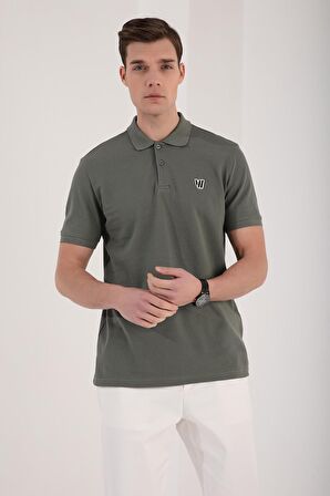 Çağla Basic Göğüs Logolu Standart Kalıp Triko Polo Yaka Erkek T-Shirt - 87768 | M