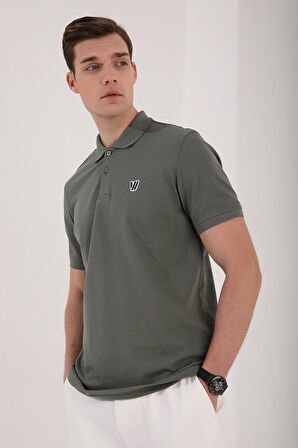 Çağla Basic Göğüs Logolu Standart Kalıp Triko Polo Yaka Erkek T-Shirt - 87768 | S