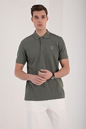 Çağla Basic Göğüs Logolu Standart Kalıp Triko Polo Yaka Erkek T-Shirt - 87768 | S