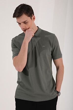 Çağla Basic Logolu Standart Kalıp Triko Polo Yaka Erkek T-Shirt - 87748 | L