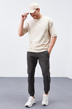 Haki Fermuar Cepli Dar Kalıp  Jogger Erkek Eşofman Alt - 84343 | XXL