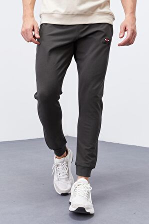 Haki Fermuar Cepli Dar Kalıp  Jogger Erkek Eşofman Alt - 84343 | XXL