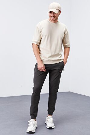 Haki Fermuar Cepli Dar Kalıp  Jogger Erkek Eşofman Alt - 84343 | XXL