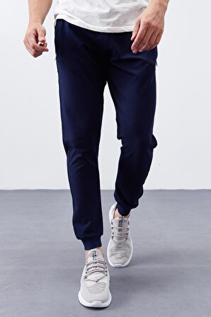 İndigo Fermuar Cepli Dar Kalıp  Jogger Erkek Eşofman Alt - 84343 | XXL