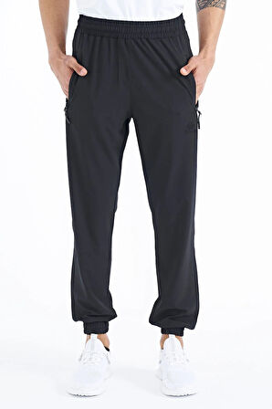 TOMMY LIFE Siyah Erkek Basic Cepli Bağcıklı Rahat Form Lastik Paça Eşofman Altı - 84826