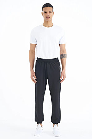 TOMMY LIFE Siyah Erkek Basic Cepli Bağcıklı Rahat Form Lastik Paça Eşofman Altı - 84826
