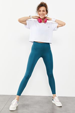 Zümrüt Yüksek Bel Streç Slim Fit Dar Paça Kadın Tayt - 94545 | XL