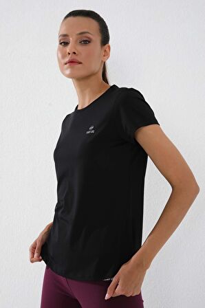 Siyah Basic Kısa Kol Standart Kalıp O Yaka Kadın T-Shirt - 97144 | L