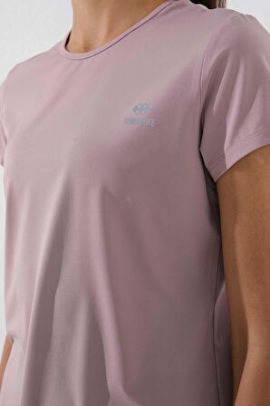 Gül Kurusu Basic Kısa Kol Standart Kalıp O Yaka Kadın T-Shirt - 97144 | XL