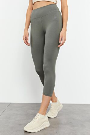 Çağla Yüksek Bel Slim Fit Dar Paça Kadın Kapri Tayt - 93097 | XL