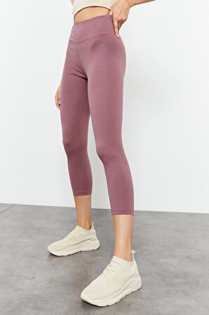 Gül Kurusu Yüksek Bel Slim Fit Dar Paça Kadın Kapri Tayt - 93097 | L