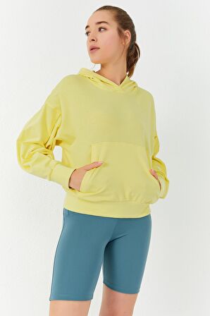 Limon Balon Kol Kapüşonlu Kadın Oversize Sweatshirt - 97156 | XL