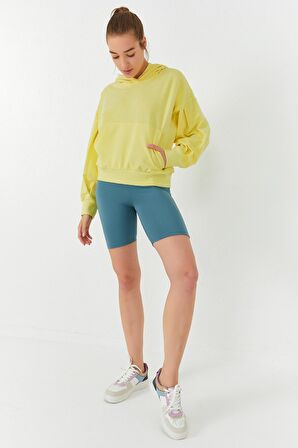 Limon Balon Kol Kapüşonlu Kadın Oversize Sweatshirt - 97156 | XL