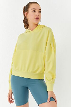 Limon Balon Kol Kapüşonlu Kadın Oversize Sweatshirt - 97156 | XL