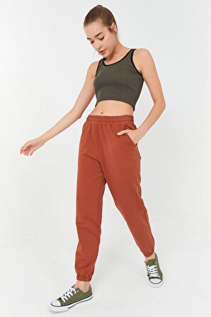 Tommy Life Haki Basic Sıfır Kol Dar Kalıp U Yaka Kadın Crop Top - 97160 | XS