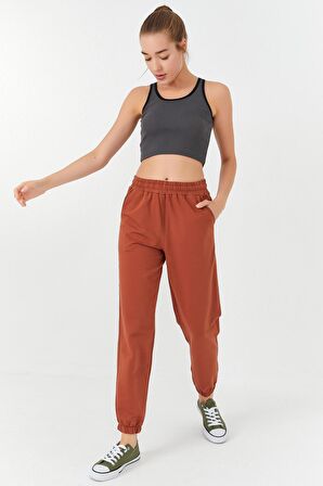 Antrasit Basic Sıfır Kol Dar Kalıp U Yaka Kadın Crop Top - 97160 | L