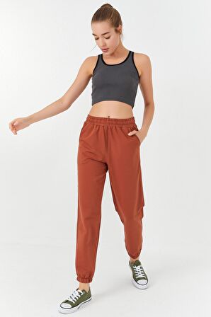 Antrasit Basic Sıfır Kol Dar Kalıp U Yaka Kadın Crop Top - 97160 | XS