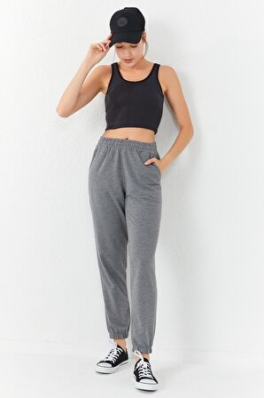 Tommy Life Füme Basic Sıfır Kol Dar Kalıp U Yaka Kadın Crop Top - 97160 | S