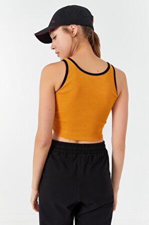 Tommy Life Hardal Basic Sıfır Kol Dar Kalıp U Yaka Kadın Crop Top - 97160 | XS