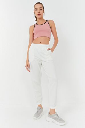 Pudra Basic Sıfır Kol Dar Kalıp U Yaka Kadın Crop Top - 97162 | XS