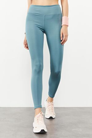 Mint Yeşili Yüksek Bel Streç Slim Fit Dar Paça Kadın Tayt - 94545 | XL