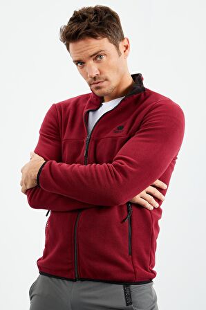 Erguvan Yazı Nakışlı Dik Yaka Fermuarlı Standart Kalıp Erkek Sweatshirt Polar - 87992 | S