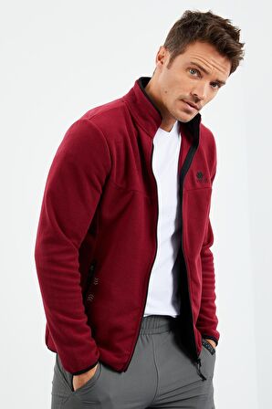 Erguvan Yazı Nakışlı Dik Yaka Fermuarlı Standart Kalıp Erkek Sweatshirt Polar - 87992 | XXL