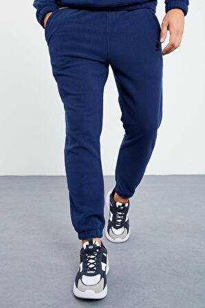 İndigo Yarım Fermuar Dik Yaka Lastik Paça Polar Erkek Eşofman Takımı - 85159 | XL