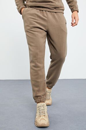 Camel Yarım Fermuar Dik Yaka Lastik Paça Polar Erkek Eşofman Takımı - 85159 | XL