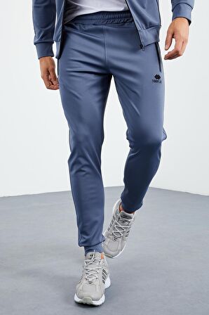 Petrol Dik Yaka Fermuarlı Standart Kalıp Manşetli Erkek Eşofman Takım - 85160 | M