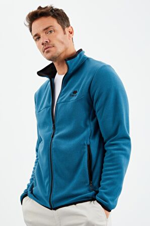Zümrüt Yazı Nakışlı Dik Yaka Fermuarlı Standart Kalıp Erkek Sweatshirt Polar - 87992 | XL