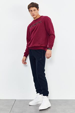 Erguvan Yazı Nakışlı O Yaka Rahat Form Erkek Sweatshirt - 88020 | M
