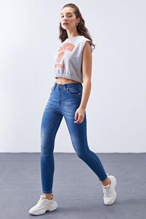 Açık Mavi Yüksek Bel Dar Kalıp Kadın Skinny Jean  - 94613 | 27