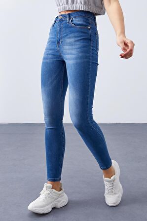 Açık Mavi Yüksek Bel Dar Kalıp Kadın Skinny Jean  - 94613 | 27