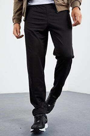 Camel - Siyah Dik Yaka Fermuarlı Standart Kalıp Klasik Paça Erkek Eşofman Takımı  - 85162 | XXL