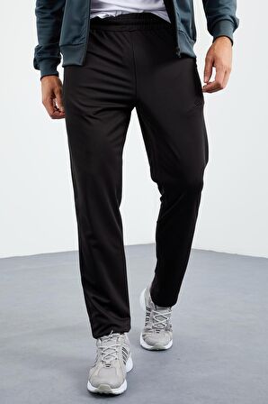 Orman Yeşil - Siyah Dik Yaka Fermuarlı Standart Kalıp Klasik Paça Erkek Eşofman Takımı  - 85162 | XL