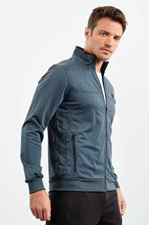 Orman Yeşil - Siyah Dik Yaka Fermuarlı Standart Kalıp Klasik Paça Erkek Eşofman Takımı  - 85162 | XL