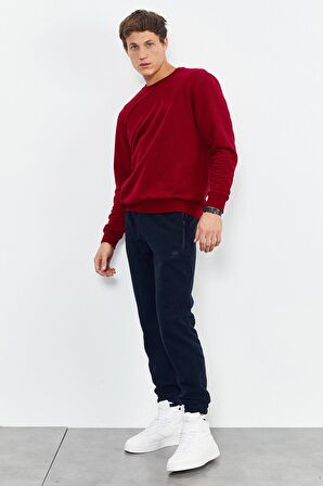Kırmızı Basic O Yaka Rahat Form Erkek Sweatshirt - 88053 | XXL