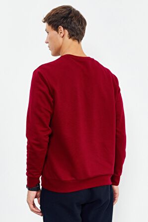 Kırmızı Basic O Yaka Rahat Form Erkek Sweatshirt - 88053 | XXL