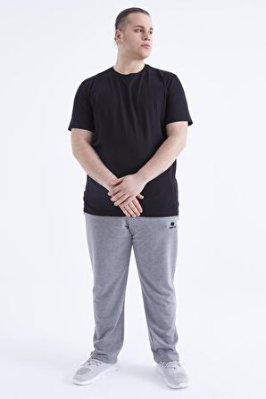Siyah Basic Kısa Kol O Yaka Erkek Büyük Beden T-Shirt - 88072 | 4XL